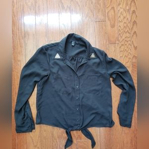 Black long sleeve button up, size Medium